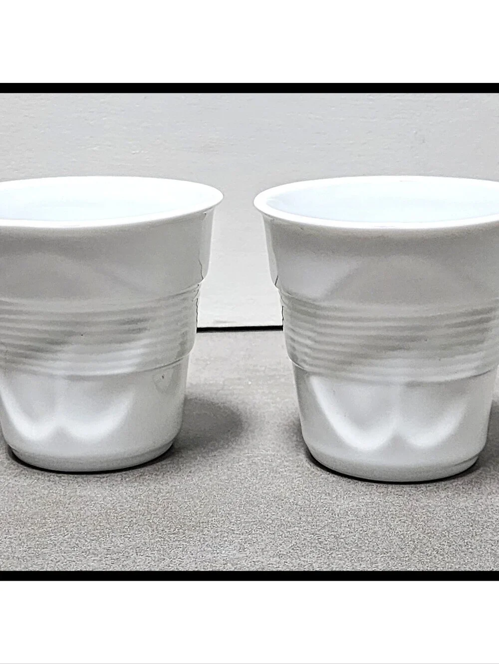 Revol France Crumpled Tumbler Porcelain Solo Style Cappuccino Cups White 2 Set